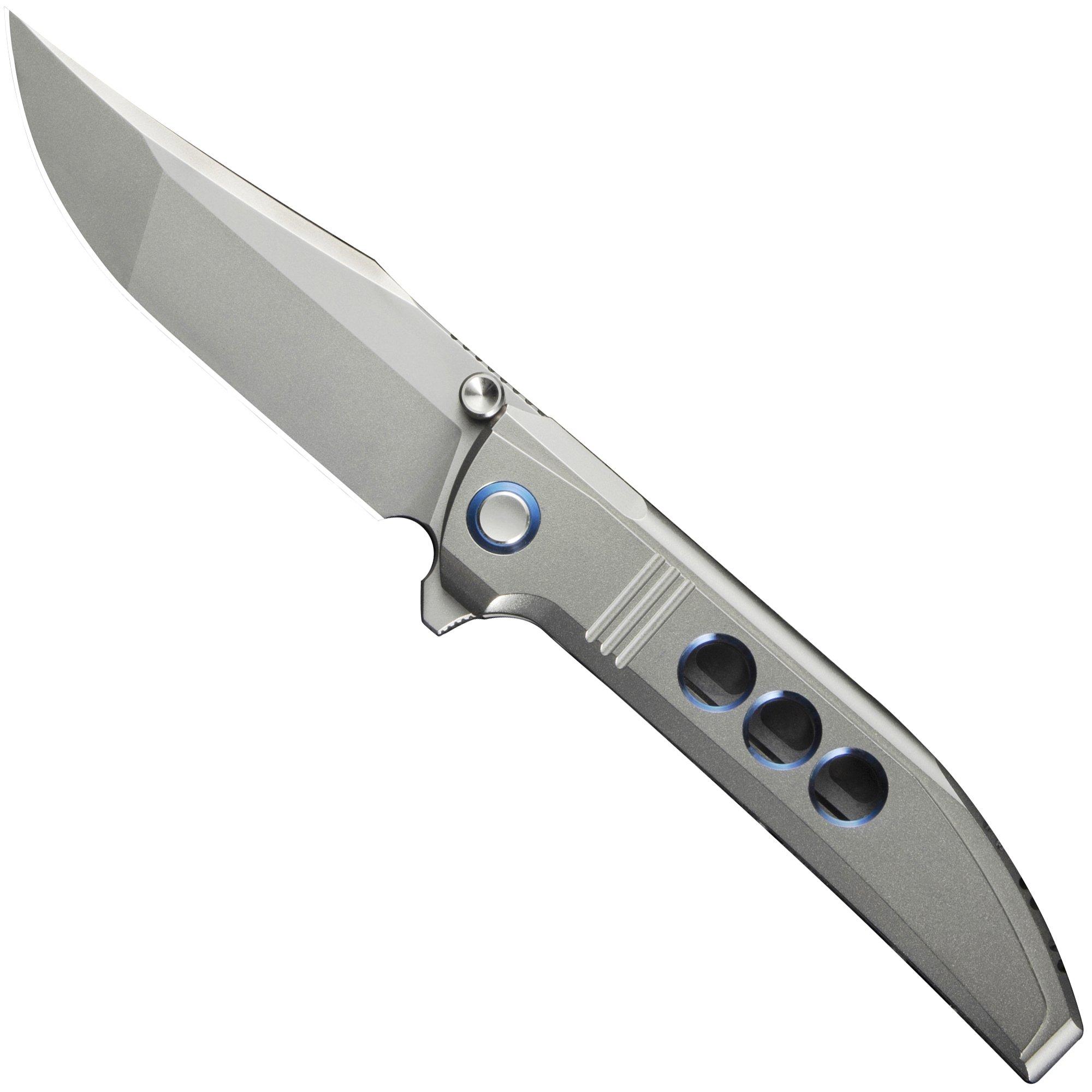 WE Knife Ezinta WE22041-2 Polished Bead Blasted Böhler M390, Polished Bead Blasted Titanium, Taschenmesser
