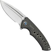WE Knife Nexusia WE22044-3 Tiger Stripe Flamed Titanium, Hand Polished Satin Blade, pocket knife