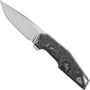 WE Knife OAO One And Only WE23001-1, Satin CPM 20 CV, Gray Titanium Aluminium Foil Carbon Fiber, couteau de poche