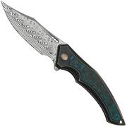 WE Knife Orpheus WE23009-DS1, Hakkapella Damasteel, Bronze And Black Titanium, Arctic Storm Fat Carbon, pocket knife