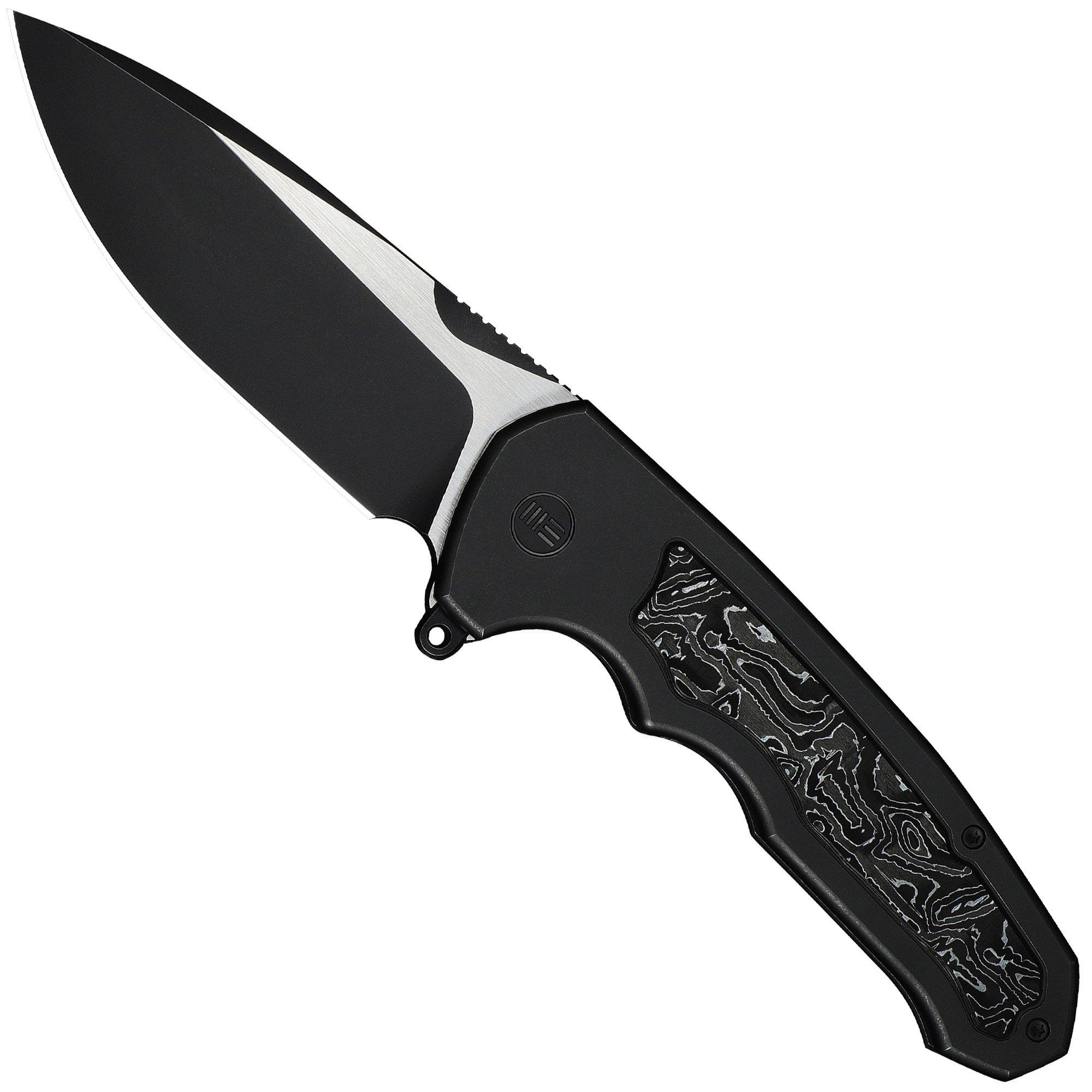 WE Knife Starlash WE23011D-1 Blackwashed Böhler M390 Satin Flat, Black Titanium, Aluminum Foil Carbon Fiber Inlay, pocket knife