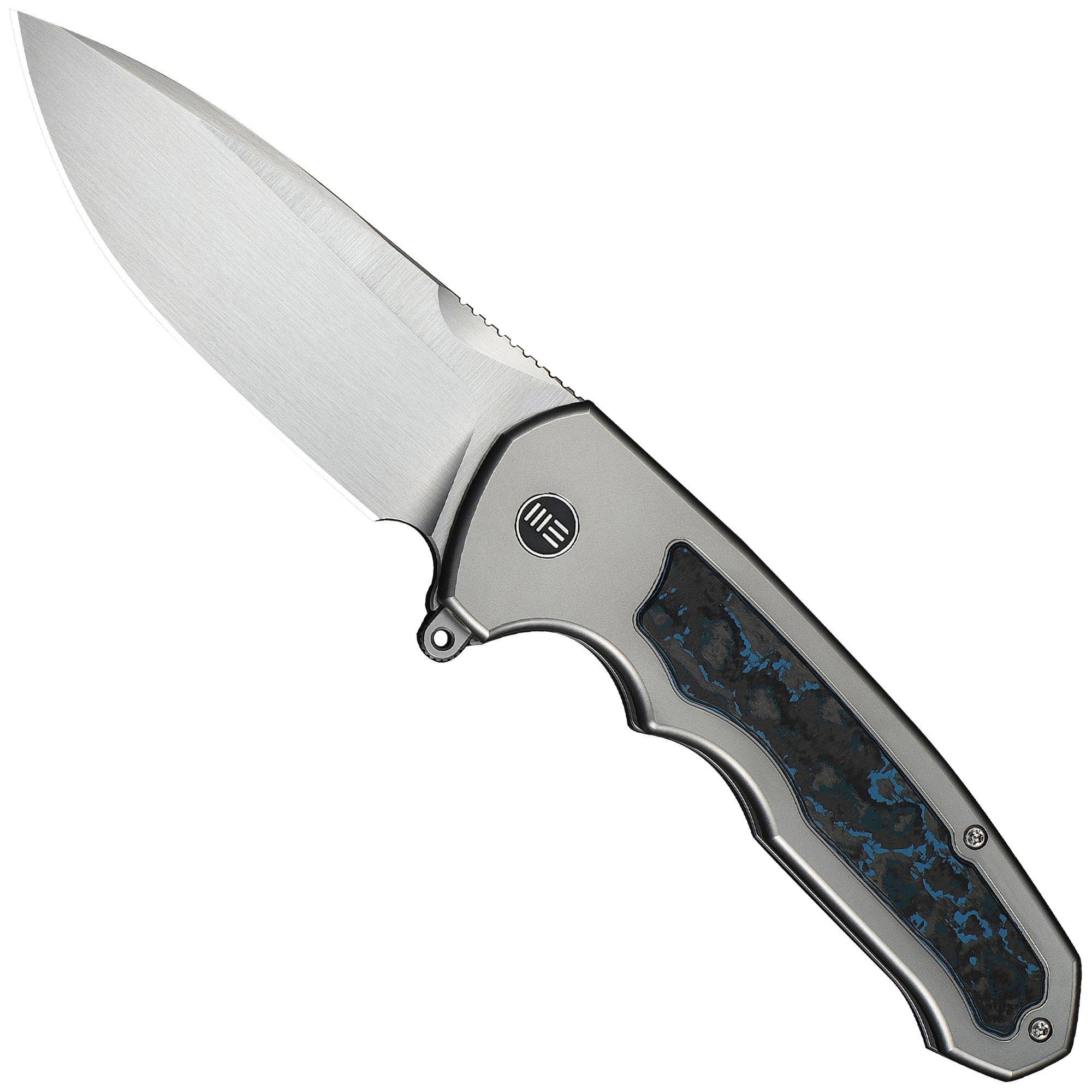 WE Knife Starlash WE23011D-2 Hand Rubbed Satin Böhler M390, Polished Bead Blasted Titanium, Arctic Storm FatCarbon Fiber Inlay, pocket knife