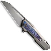 WE Knife Falcaria WE23012B-1 Polished Bead Blasted CPM 20CV, Polished Bead Blasted Titanium, Flamed Titanium Inlay, pocket knife
