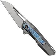 WE Knife Falcaria WE23012B-1 Polished Bead Blasted CPM 20CV, Polished Bead Blasted Titanium, Flamed Titanium Inlay, zakmes