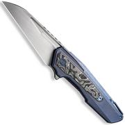 WE Knife Falcaria WE23012B-3 Hand Rubbed Satin CPM 20CV, Blue Titanium, Aluminum Foil Carbon Fiber Inlay, zakmes