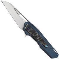Afbeelding voor WE Knife Falcaria WE23012B-3 Hand Rubbed Satin CPM 20CV, Blue Titanium, Aluminum Foil Carbon Fiber Inlay, zakmes