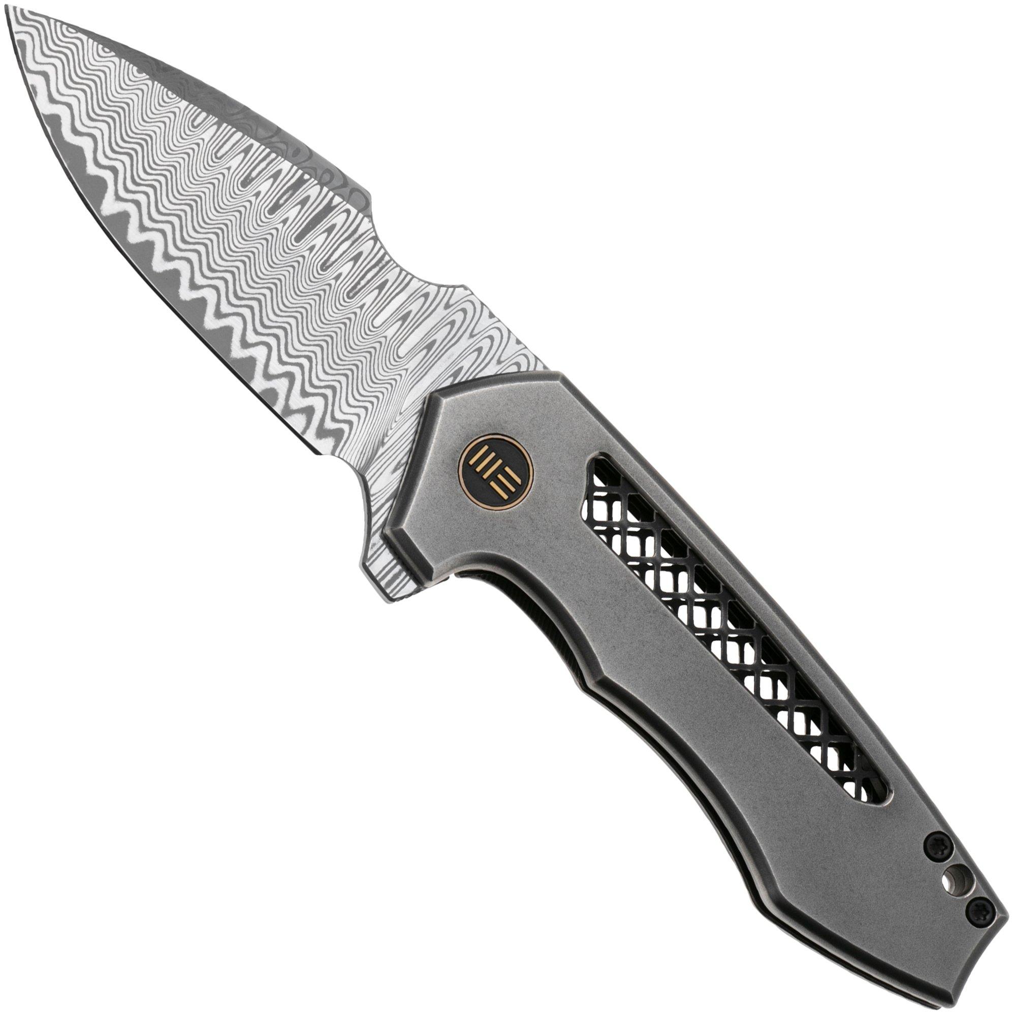 Nóż składany WE Knife Harpen WE23019-DS1 Hugin Damasteel, Polished Gray Titanium, projekt Michael Burch