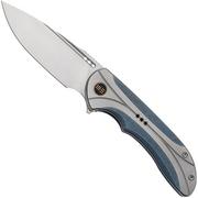 WE Knife Equivik WE23020-3 Hand Rubbed Satin CPM 20CV, Blue Titanium, Bead Blasted Titanium pocket knife