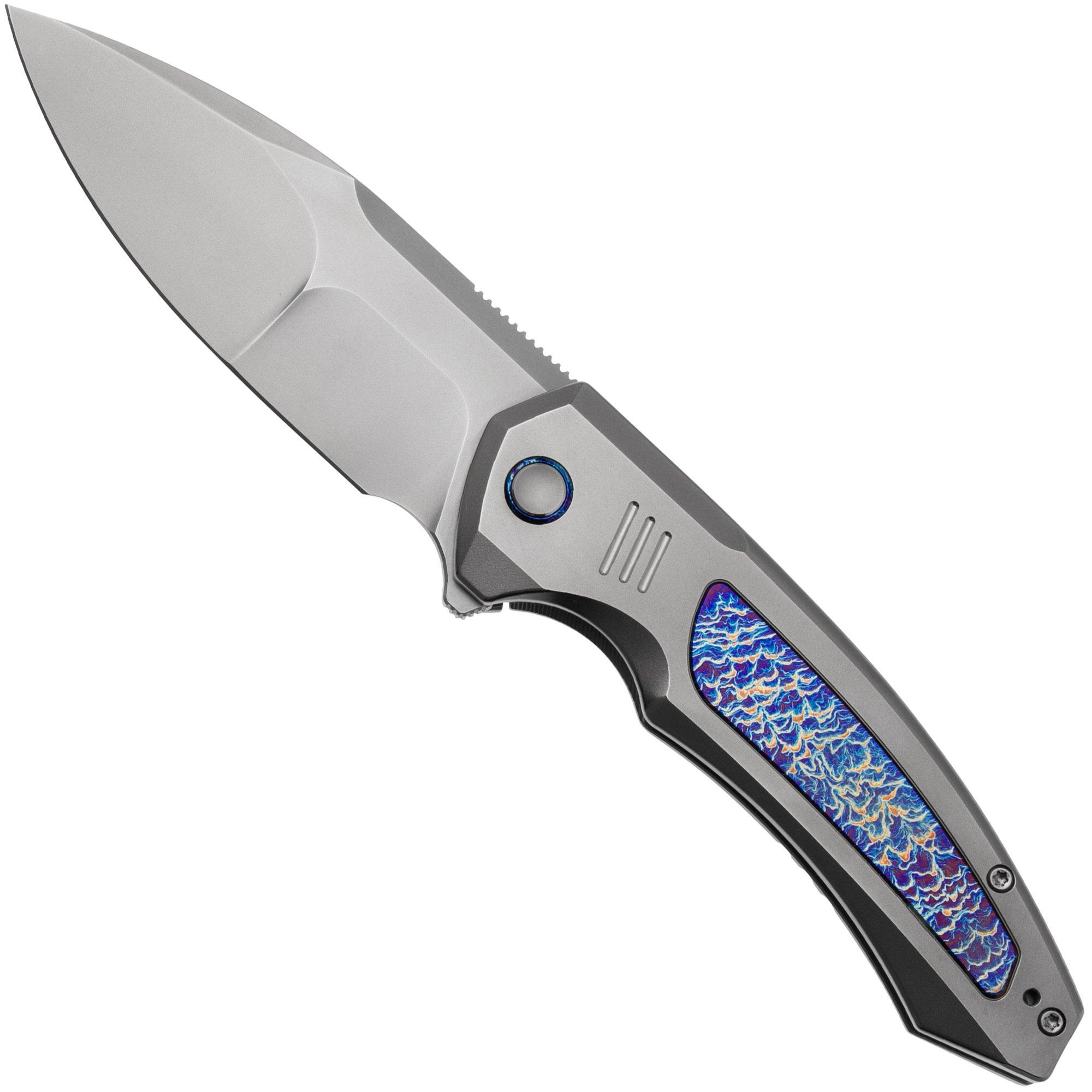 WE Knife Hyperactive WE23030-1 Polished Bead Blasted Vanax, Polished Titanium Flamed Titanium, Taschenmesser