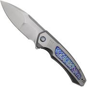 WE Knife Hyperactive WE23030-1 Polished Bead Blasted Vanax, Polished Titanium Flamed Titanium, pocket knife