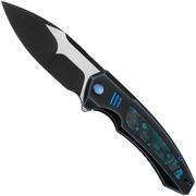 WE Knife Hyperactive WE23030-3 Blackwashed Satin Flat Vanax, Blue/Black Titanium Arctic Storm Fat Carbon Fiber, coltello da tasca