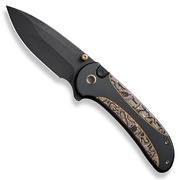 WE Knife Zizzit WE23031-1 Blackwashed CPM 20CV, Black Titanium Handle Copper Foil Carbon Fiber Inlay Taschenmesser