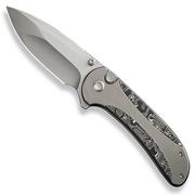 WE Knife Zizzit WE23031-2 Bead Blasted CPM 20CV, Polished Bead Blasted Titanium Handle Aluminum Foil Carbon Fiber Inlay pocket knife