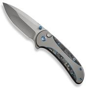 WE Knife Zizzit WE23031-3 Bead Blasted CPM 20CV, Polished Bead Blasted Titanium Handle Marble Carbon Fiber Inlay zakmes