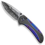 WE Knife Zizzit WE23031-DS1 Thor Damasteel, Black Titanium Handle Timascus Inlay couteau de poche