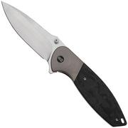 WE Knife Nitro OG WE23035-1 Hand Rubbed Satin CPM 20CV, Gray Titanium, Marble Carbon Fiber Inlay, couteau de poche