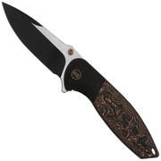 WE Knife Nitro OG WE23035-2 Blackwashed, Satin Flat CPM 20CV, Black Titanium, Copper Foil Carbon Fiber Inlay, navalha