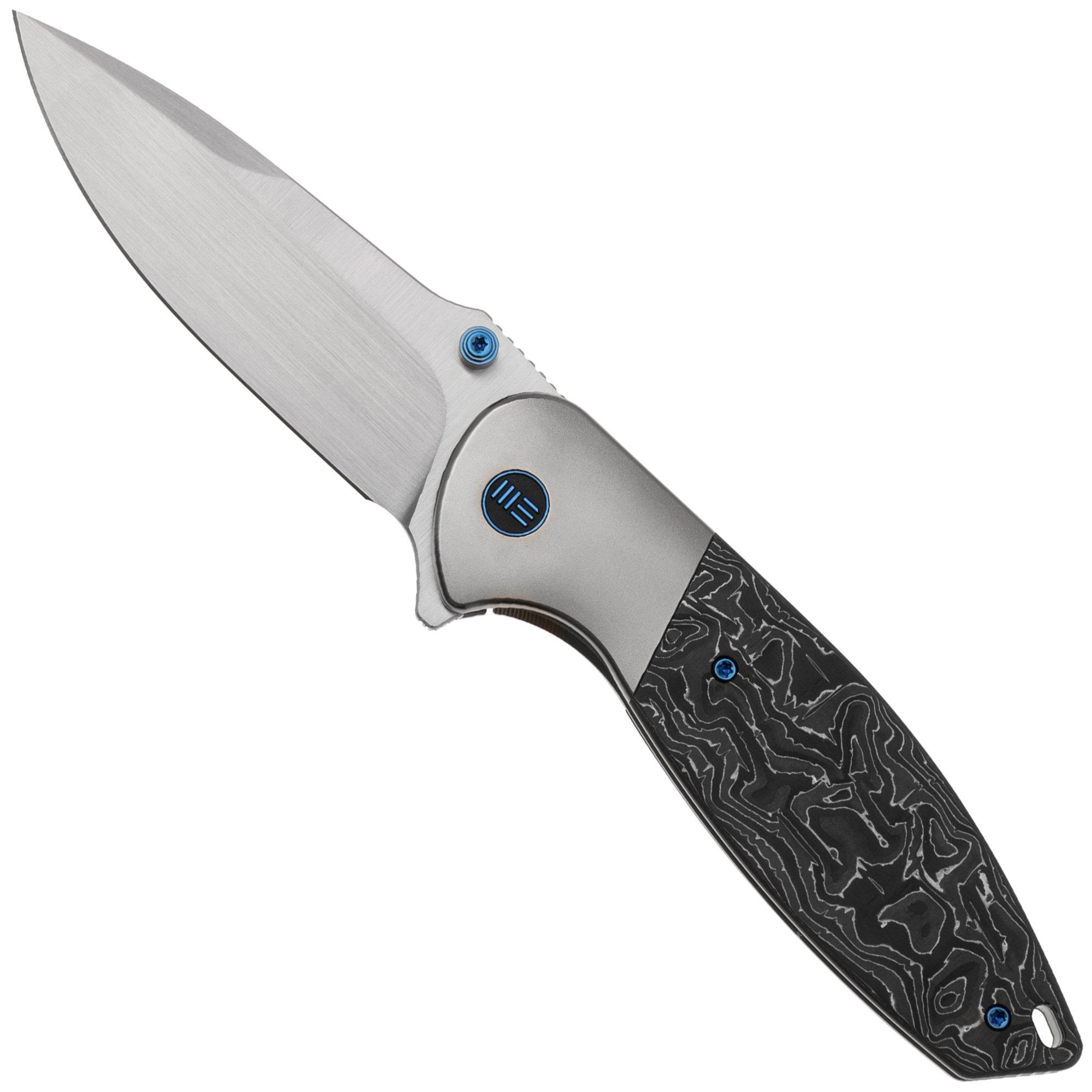 WE Knife Nitro OG WE23035-3 Hand Rubbed Satin CPM 20CV, Polished Bead Blasted Titanium, Aluminum Foil Carbon Fiber Inlay, couteau de poche