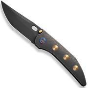 WE Knife Attor WE23037-1 Black Stonewashed CPM 20CV, Black Titanium, Golden Titanium Inlay pocket knife, Dalibor Bergam design 