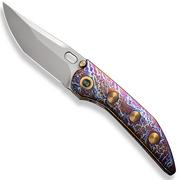 WE Knife Attor WE23037-2 Polished Bead Blasted CPM 20CV, Flamed Titanium, Golden Titanium Inlay pocket knife, Dalibor Bergam design