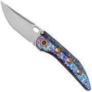 WE Knife Attor WE23037-2 Polished Bead Blasted CPM 20CV, Flamed Titanium, Golden Titanium Inlay pocket knife, Dalibor Bergam design