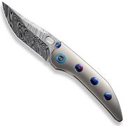 WE Knife Attor WE23037-DS1 Heimskringla Damasteel, Polished Bead Blasted Titanium, Timascus Inlay pocket knife, Dalibor Bergam design