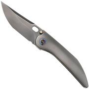 WE Knife Attor WE23037B-1 Polished Gray CPM 20CV, Gray Titanium coltello da tasca, design di Dalibor Bergam