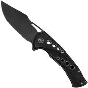 WE Knife Swiftfin WE23051-1 Black Stonewashed CPM 20CV, Black Titanium, Satin Holes pocket knife