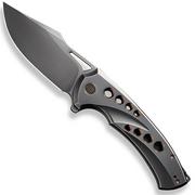 WE Knife Swiftfin WE23051-3 Polished Gray CPM 20CV, Gray Titanium, Dark Golden Holes pocket knife