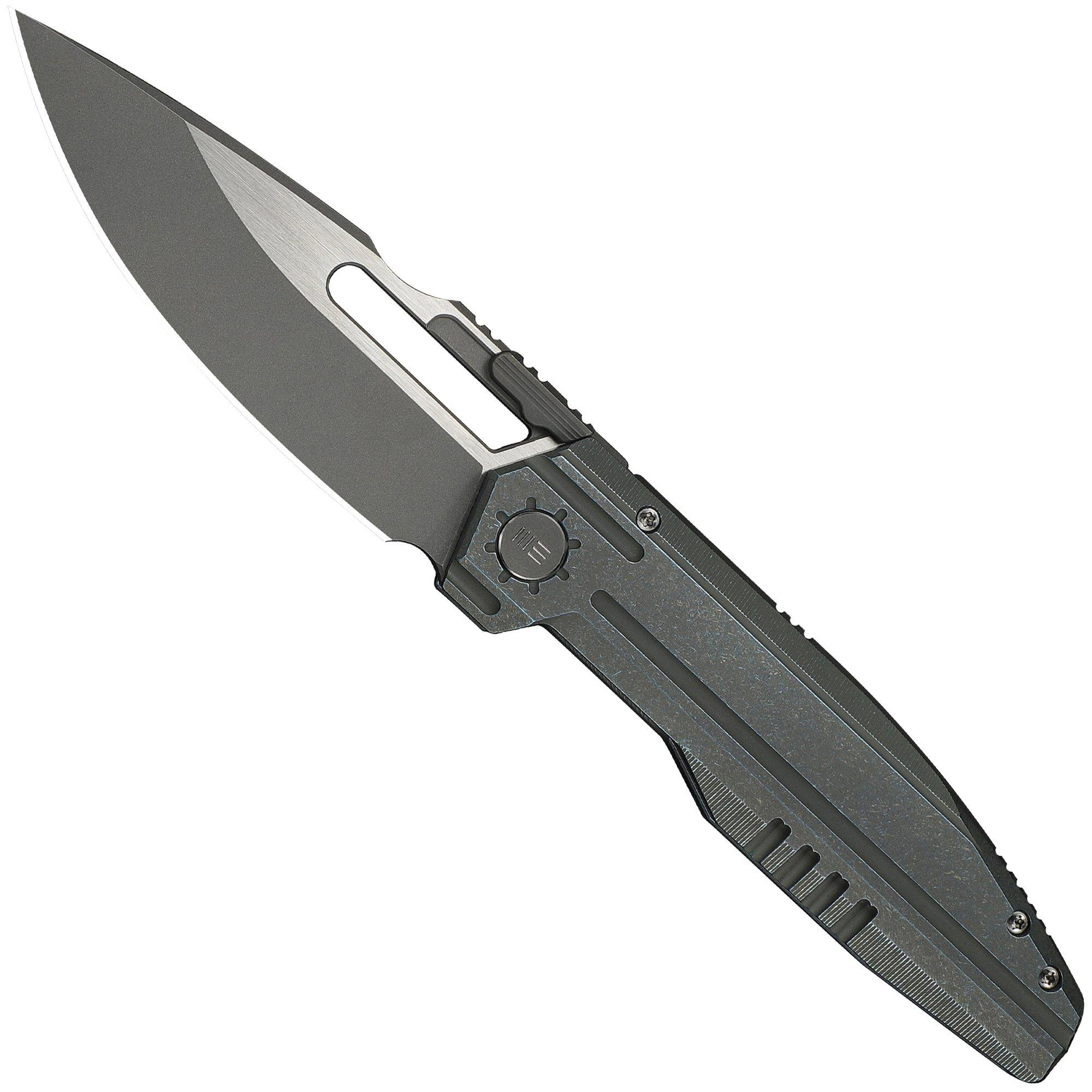 WE Knife Reveille WE23057-2, Limited Edition, Graywashed/Satin Böhler M390, Olive Gray Titanium pocket knife
