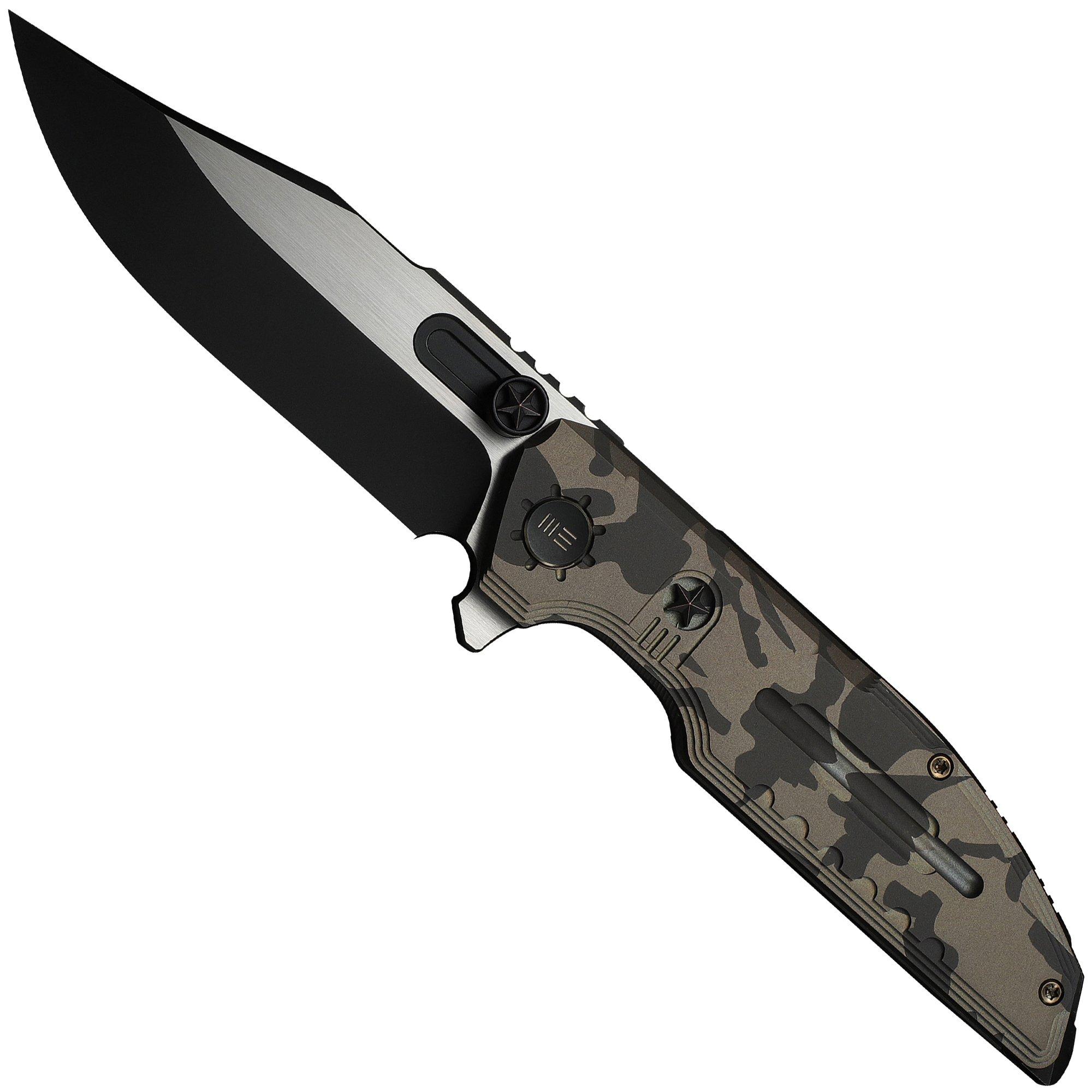 WE Knife Muster Limited Edition WE23058-3, Black Stonewashed/Satin Böhler M390, Desert Terrain Titanium, pocket knife