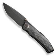 WE Knife Swordfin WE23067-2 Blackwashed CPM 20CV, Shredded Carbon Fiber Black Titanium pocket knife, Thys Meades design