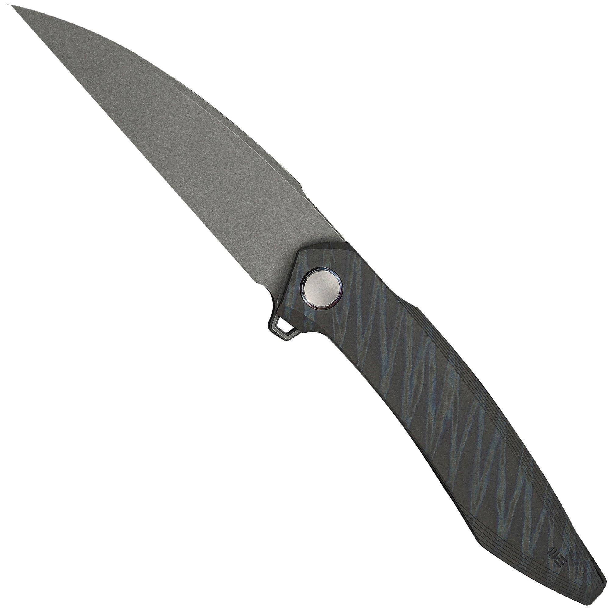 WE Knife Fluxor WE23071-3 Graywashed M390, Tiger Stripe Flamed Titanium, pocket knife