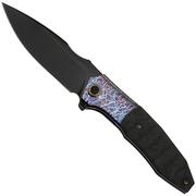 WE Knife Archeozoic WE23091-3 Blackwashed, Flamed Titanium Rose Carbon Inlay, navaja