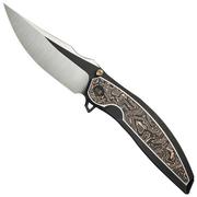 WE Knife Quinseris WE23093-1 Satin, Black Titanium Copper Foil Carbon Inlay, navaja