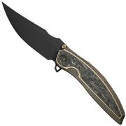 WE Knife Quinseris WE23093-2 Black Stonewashed Bronze Titanium Shredded Carbon Inlay, navaja