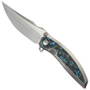 Nóż składany WE Knife Quinseris WE23093-4 Satin, Polished Bead Blasted Titanium Arctic Storm Fat Carbon Inlay