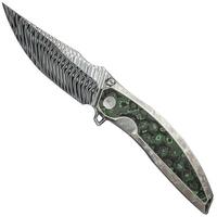 Afbeelding voor WE Knife Quinseris WE23093-DS1 Fafnir Damasteel, Crystalized Silver Titanium Jungle Wear Fat Carbon Inlay, zakmes