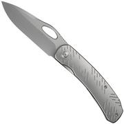 WE Knife Inmate WE23096B-1, Stonewashed CPM 20CV, Gray Titanium, Raindrop Pattern couteau de poche, Jerad Neeve design