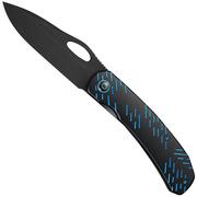 WE Knife Inmate WE23096B-2, Black Stonewashed CPM 20CV, Black Titanium, Blue Raindrop Pattern couteau de poche, Jerad Neeve design