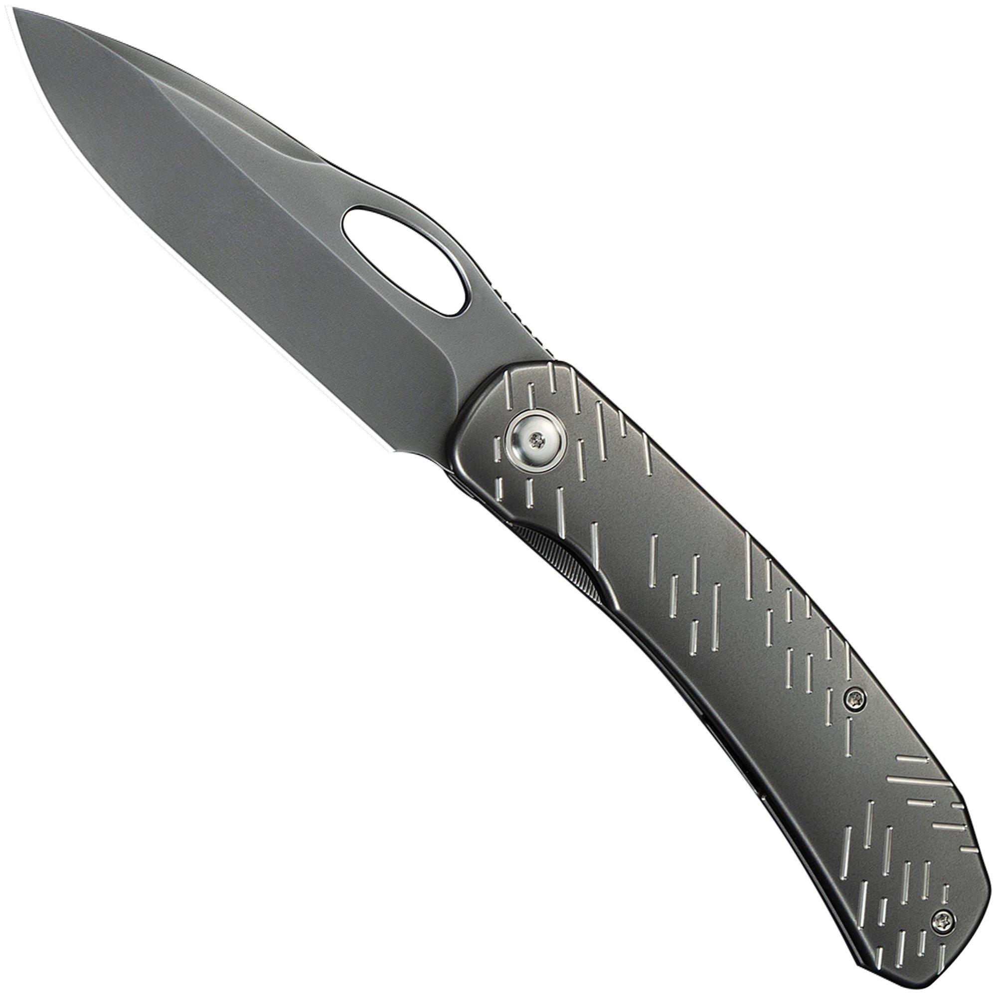 Nóż składany WE Knife Inmate WE23096B-4, Polished Gray CPM 20CV, Gray Titanium Satin Raindrop Pattern, projekt Jerad Neeve