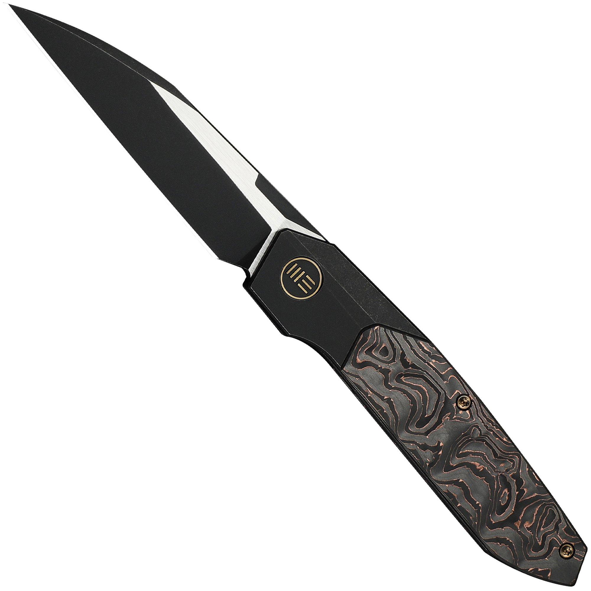 WE Knife Brr15 WE24007-1 Blackwashed M390, Black Titanium Copper Foil Carbon Inlay, pocket knife, Rafal Brzeski design