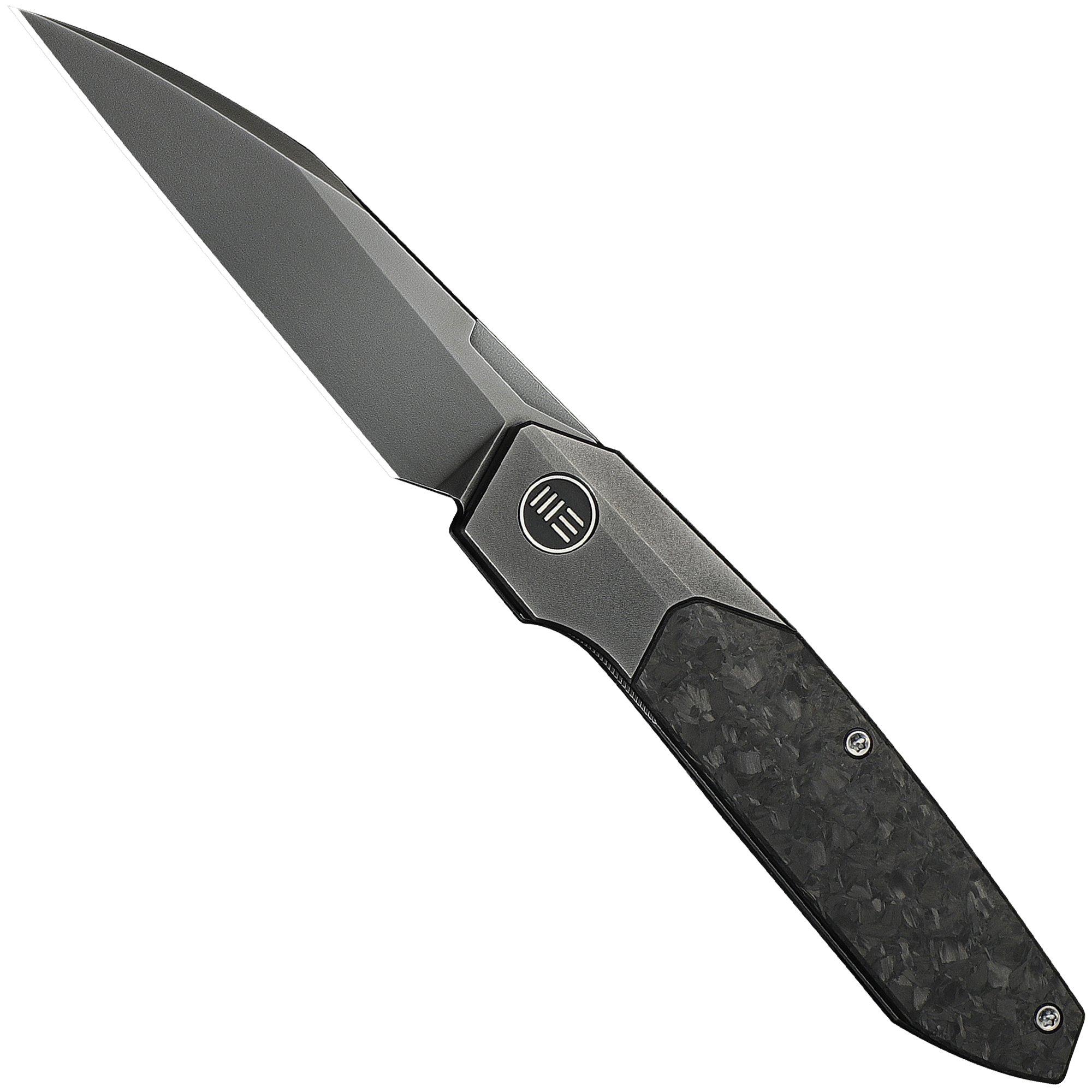 WE Knife Brr15 WE24007-3 Polished Grey M390, Titanium Shredded Carbon Inlay, Taschenmesser, Rafal Brzeski Design