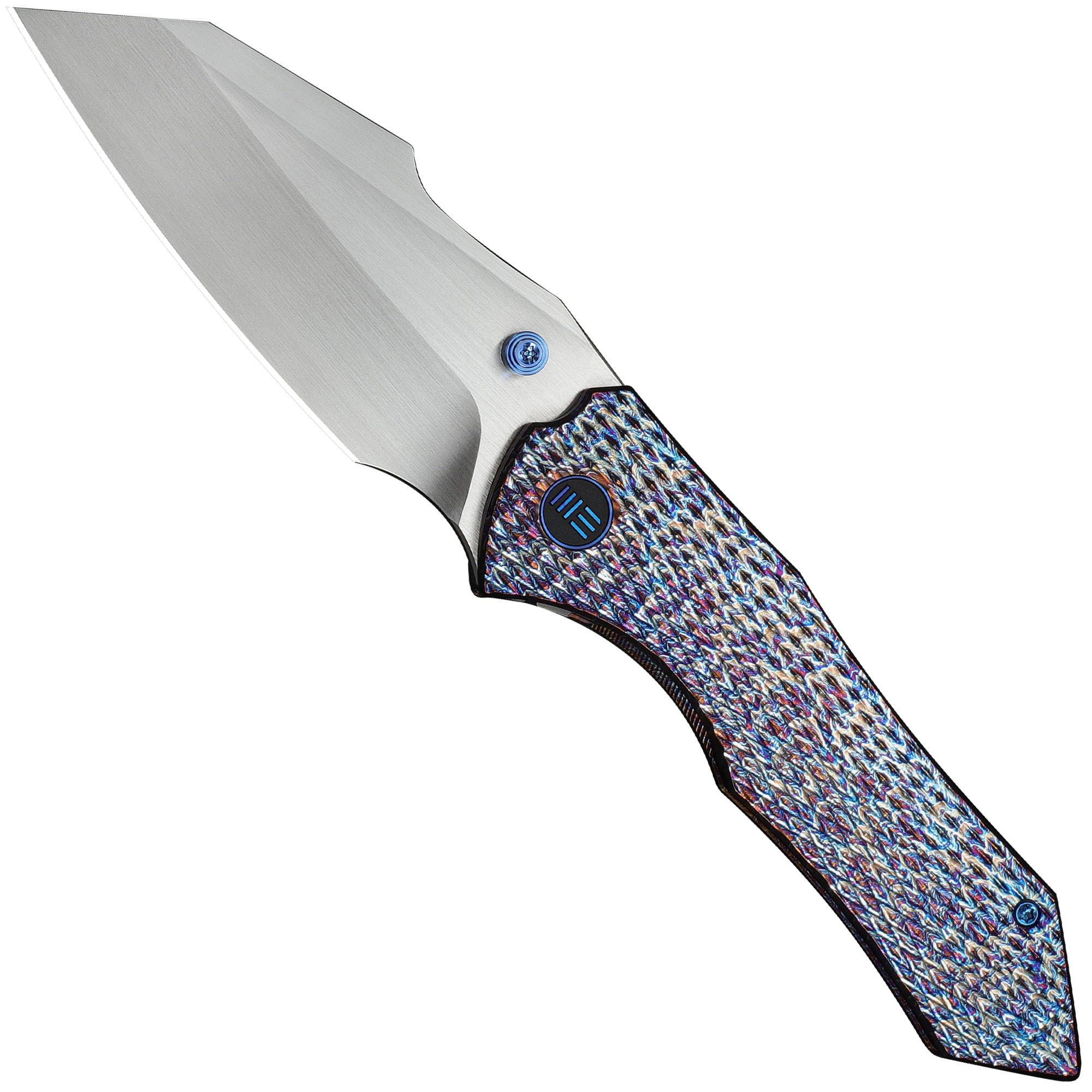 Nóż składany WE Knife High-Fin XL WE24010-5, Satin CPM 20CV, Diamond Patterned Flamed Titanium