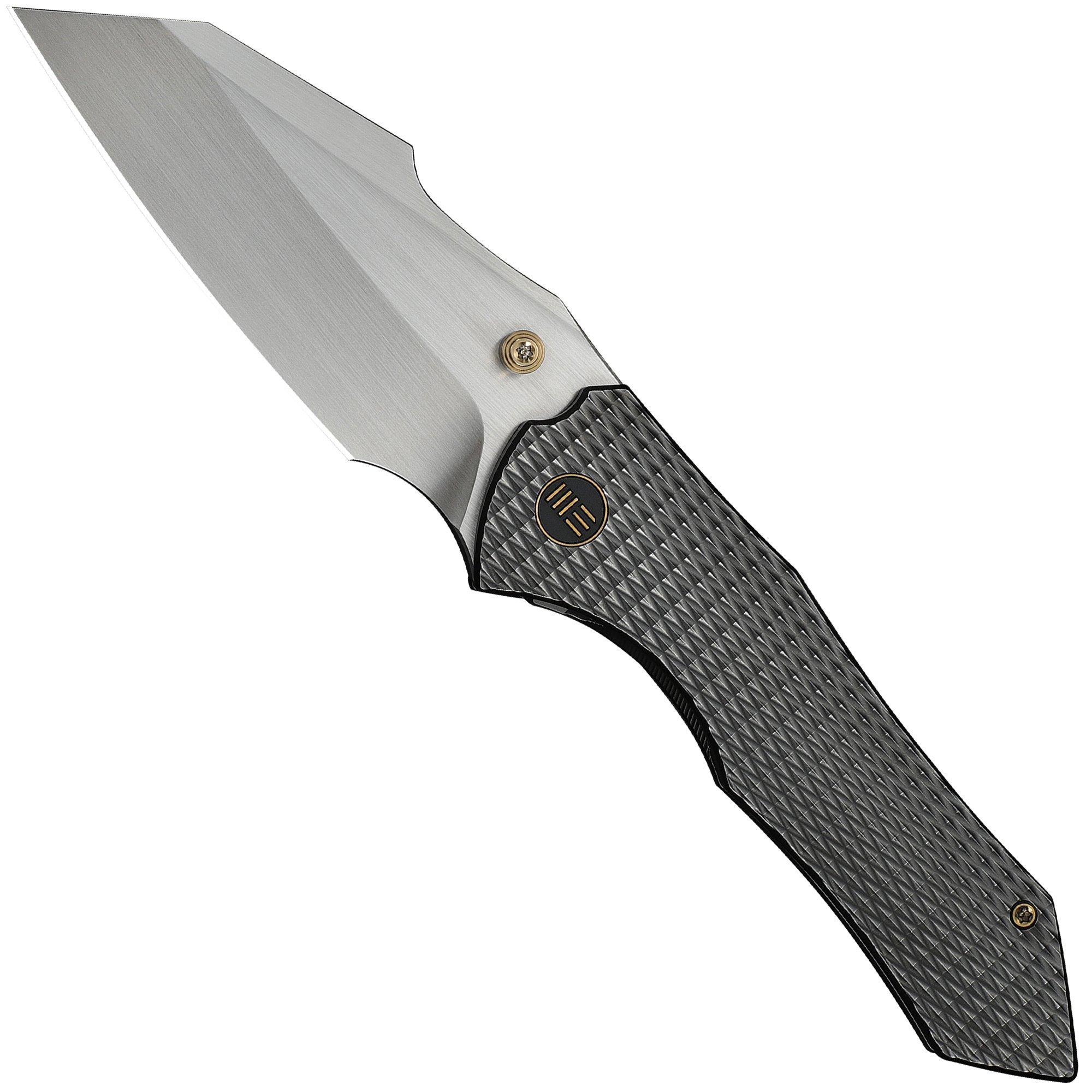 Nóż składany WE Knife High-Fin XL WE24010-6, Satin CPM 20CV, Diamond Patterned Black Titanium