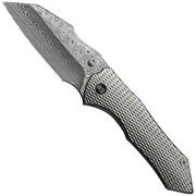 WE Knife High-Fin XL WE24010-DS1 Hakkapella Damasteel, Diamond Patterned Polished Titanium, Taschenmesser