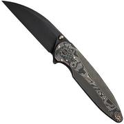 WE Knife Zenthra WE24021C-3 Black Stonewashed M390 Bronze/Black Titanium Copper Foil Carbon Inlay, zakmes