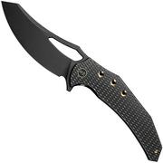 WE Knife Epaulette WE24024-1 Black Stonewashed M390 Diamond Patterned Black Titanium, pocket knife, Gavko Knives design