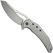 WE Knife Epaulette WE24024-3 Polished Bead Blasted M390 Diamond Patterned Polished Bead Blasted Titanium, couteau de poche, Gavko Knives design