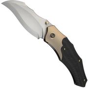 Image pour WE Knife Orc Boss WE24042-2 Stonewashed CPM 20CV, Champagne Titanium Twill Carbon Inlay, couteau de poche, Grant Chambers design